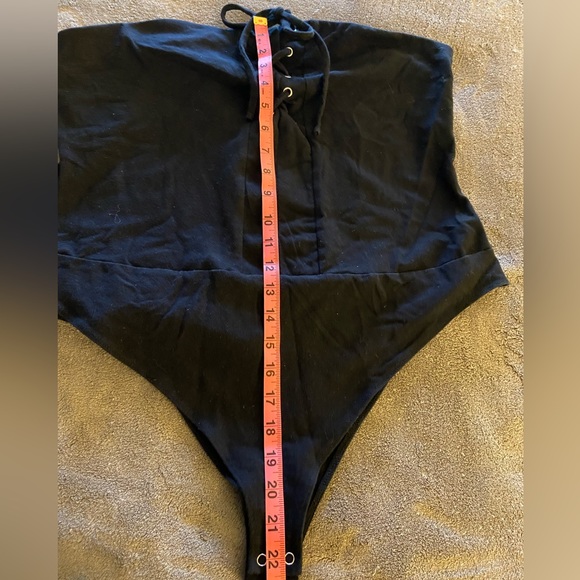 Forever21+ 1 piece black bodysuite 2X with lace tie - Picture 3 of 9
